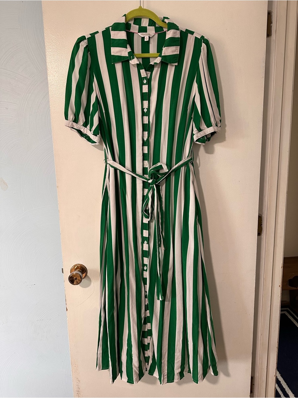 Crown & Ivy green and white striped dress